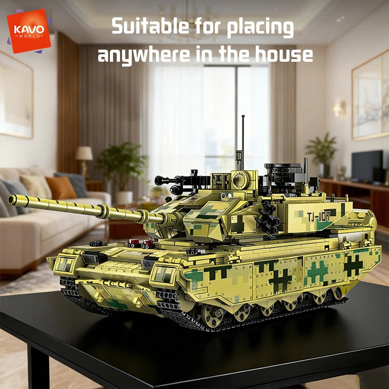 KAVOWORLD 2042pcs Simulated Main Battle Tank Building Block Military Army Car Truck Bricks Toy City Construction Bricks Kidd Gif