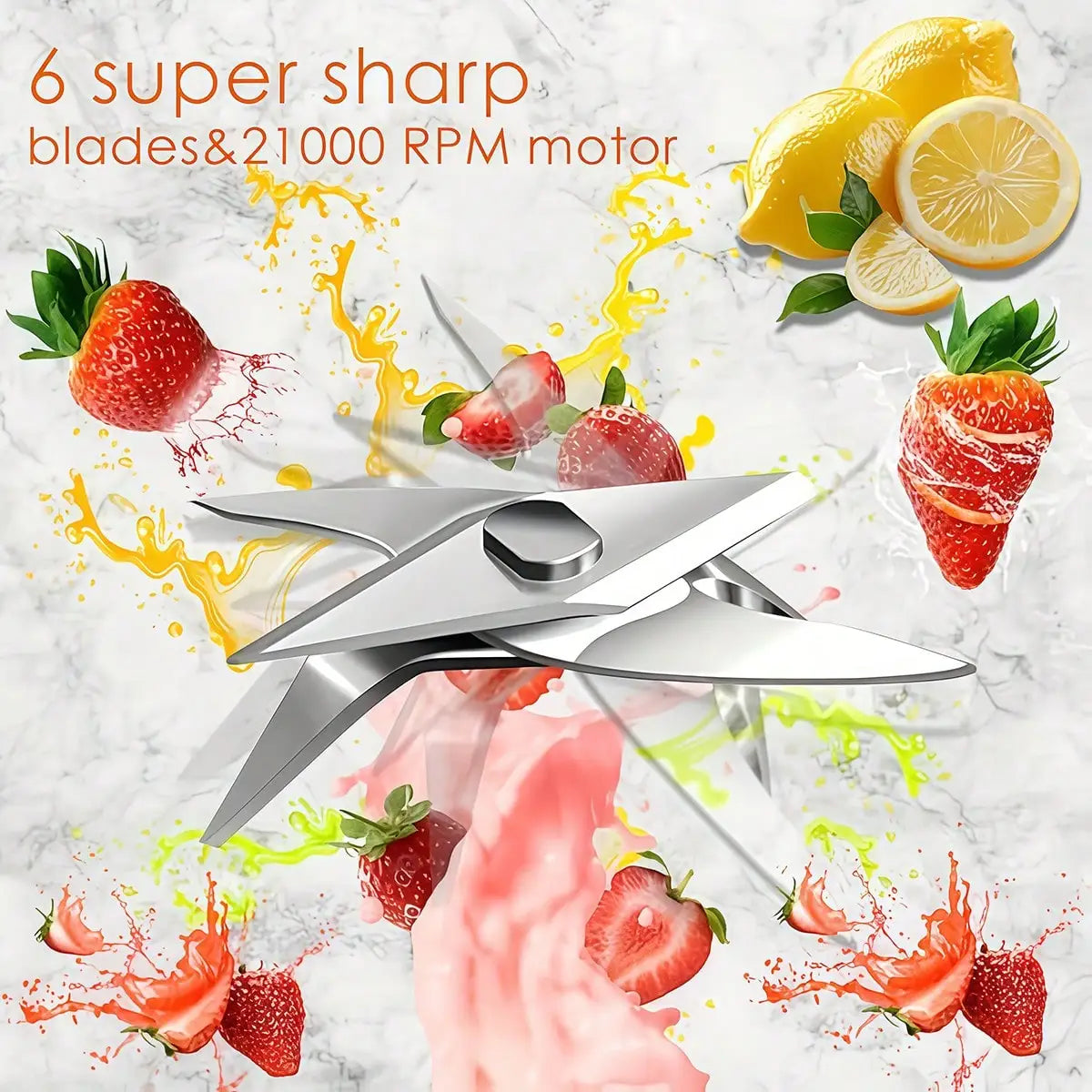 2-Cup Multi-Functional Electric Juicer, Blender, Juicer With 6 Blades - Wireless, Portable, USB Charging - Perfect For Smoothies And Vegetable Juices. Great Kitchen Accessory And Gift For Health Enthusiasts