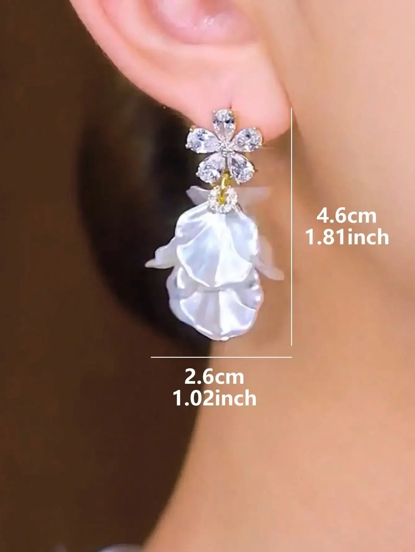 1pair Sweet High-Grade Delicate Petal & Flower Design Fashionable Daily Earrings For Elegant Women Valentines,Mom,Mother