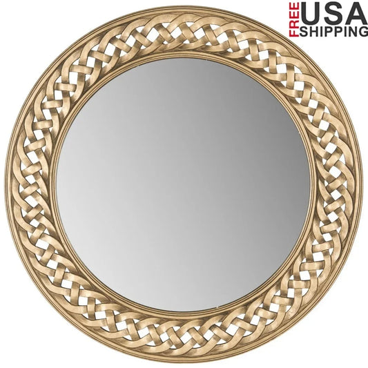 Gold Braided Chain Mirror Elegant Wall Decor Vintage Roman Jewelry Motif Decorative Mirror Home Living Room Bedroom