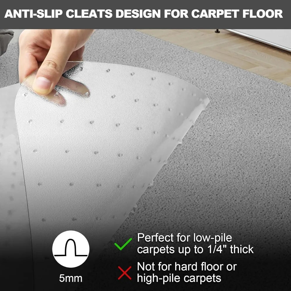 Low Pile Carpet Chair Mat Heavy Duty Semi Transparent Floor Protector for Office Desk Gaming