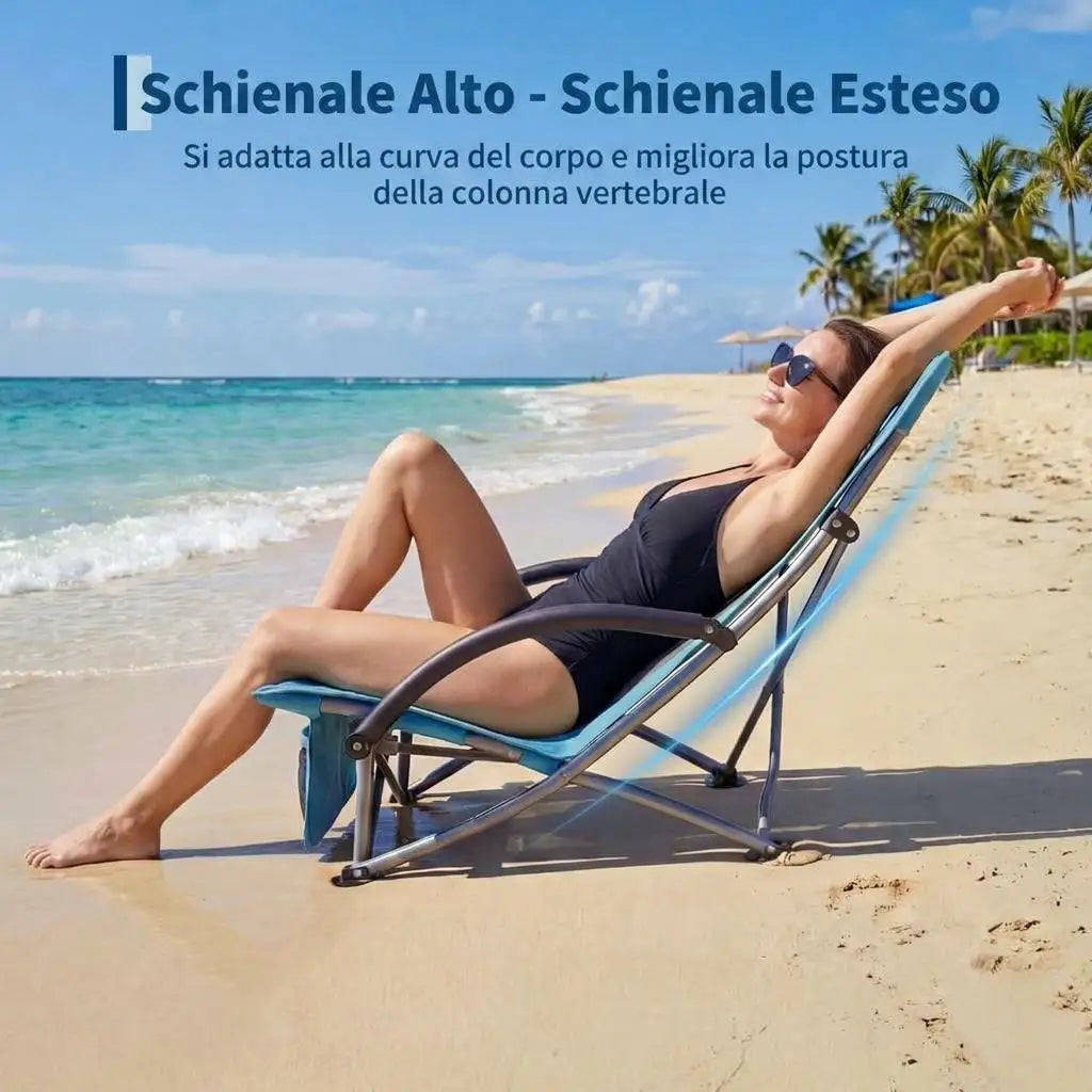 High Back Beach Chair,Folding Beach Chairs, Extra Wide Seat Chair with Cup Holder, Storage Pocket & Carry Bag for Camping Travel
