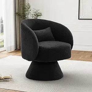 Swivel Barrel Chair, Upholstered Cuddle Accent Swivel Chairs for Living Room, 360 Degree Modern Small Round Boucle Sherpa Swivel
