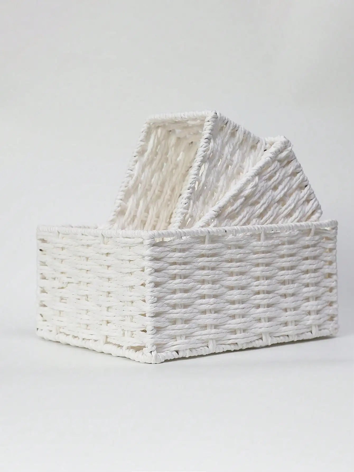 1pc/3pcs Desktop Storage Box, Handmade Rattan Woven Organizer Tray For Cosmetics, Keys, Snacks, Home Living Room, Bedroom, Study, Office, S/M/L Sizes Available,For Back To School