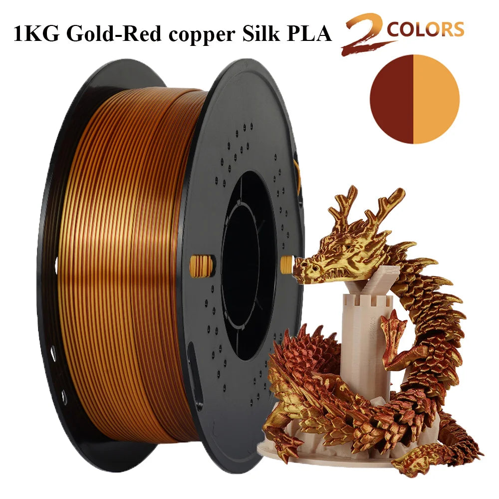 Multicolor Filament Bicolor Silk PLA 2Color for 3D Printing Plastic 3D Printer Materials 1.75mm Spool No Bubble High quailty