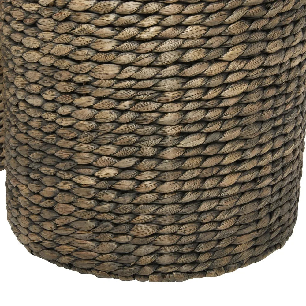 Handmade Seagrass Storage Basket Set 2PCS Round Baskets with Liner and Lid Decorative Organizing Bins Home Indoor Use