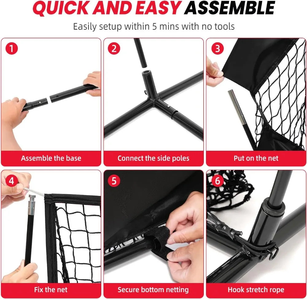 Football Throwing Net - 5 or 9 Target Pockets, Easy Setup, Heavy-Duty, Portable QB Accuracy Trainer with Carry Bag
