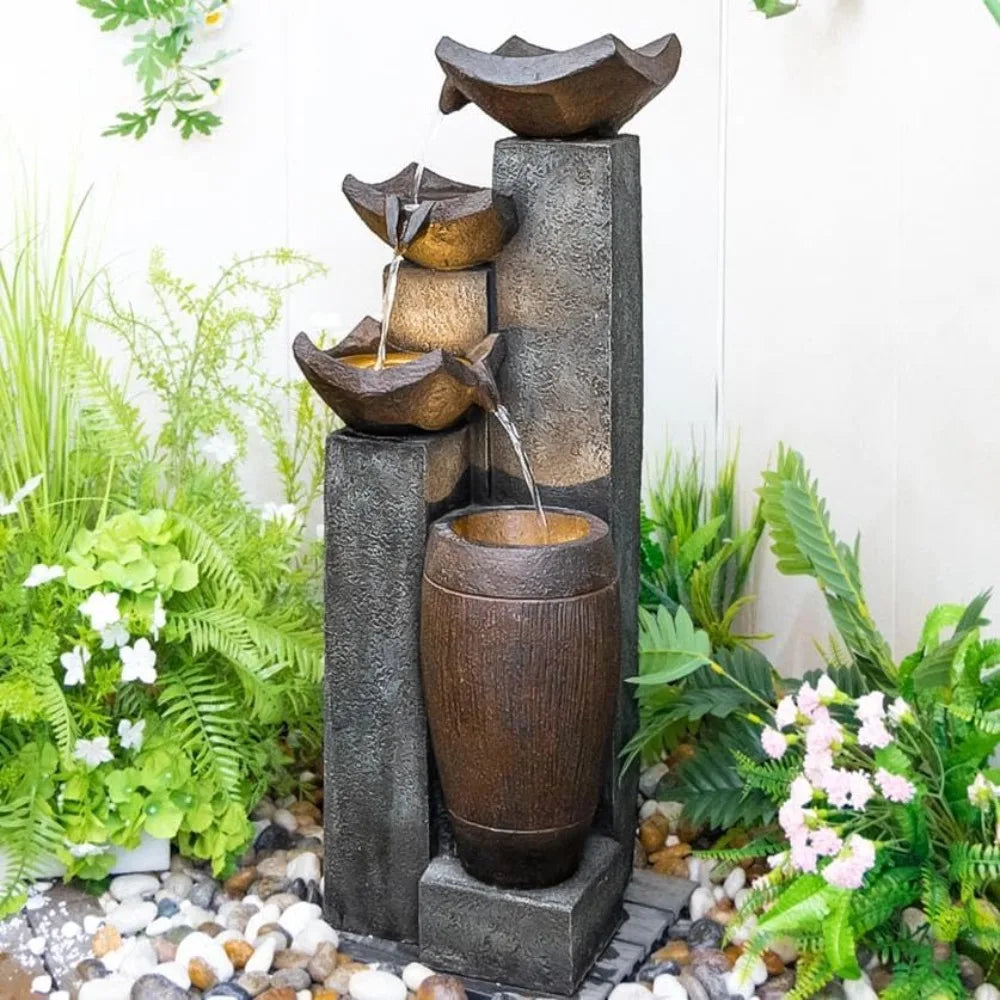 Outdoor Fountain with Lights - Patio Water Fountains Outdoor for Outdoor Gardens Backyards Lawns Balconies Landscaping and Outdo