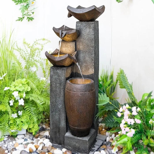 Outdoor Fountain with Lights - Patio Water Fountains Outdoor for Outdoor Gardens Backyards Lawns Balconies Landscaping and Outdo