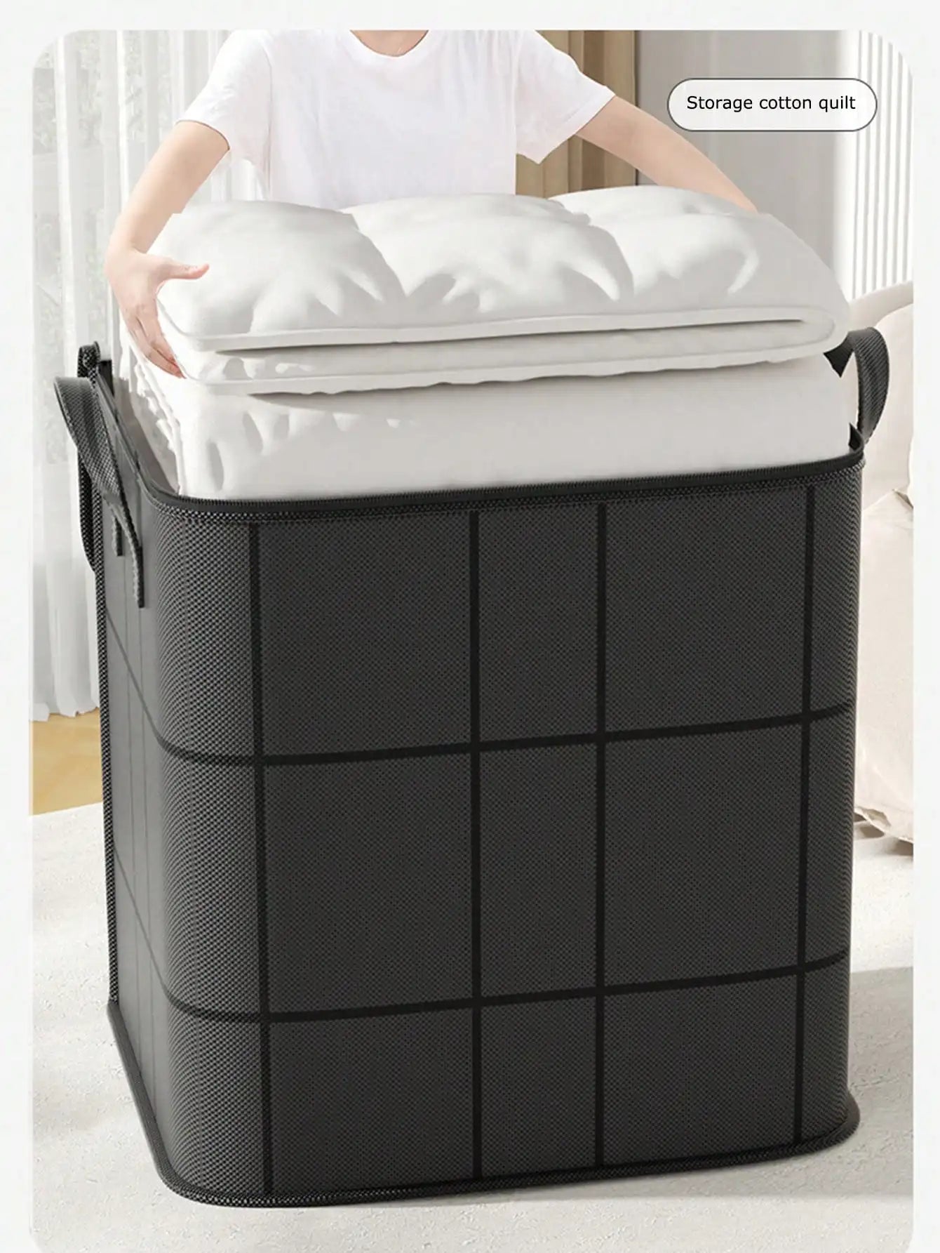 1pc Large Capacity Foldable Clothes Storage Bag, Home Goods, Blanket Dust Cover Bag, 3D Storage Bag, Bedroom Wardrobe Clothing Organizer, Easy To Fold, Space Saving, High Quality Fabric,
