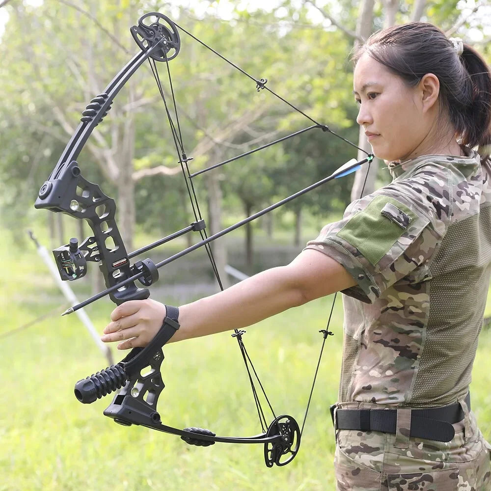 Adjustable Compound Bow Arrow Set with Spine 500 Carbon Arrows 20-70lbs 320FPS High-Strength Alloy Handle RH/LH for Adults Beginners Hunting Shooting Target Practice Outdoor Accessories