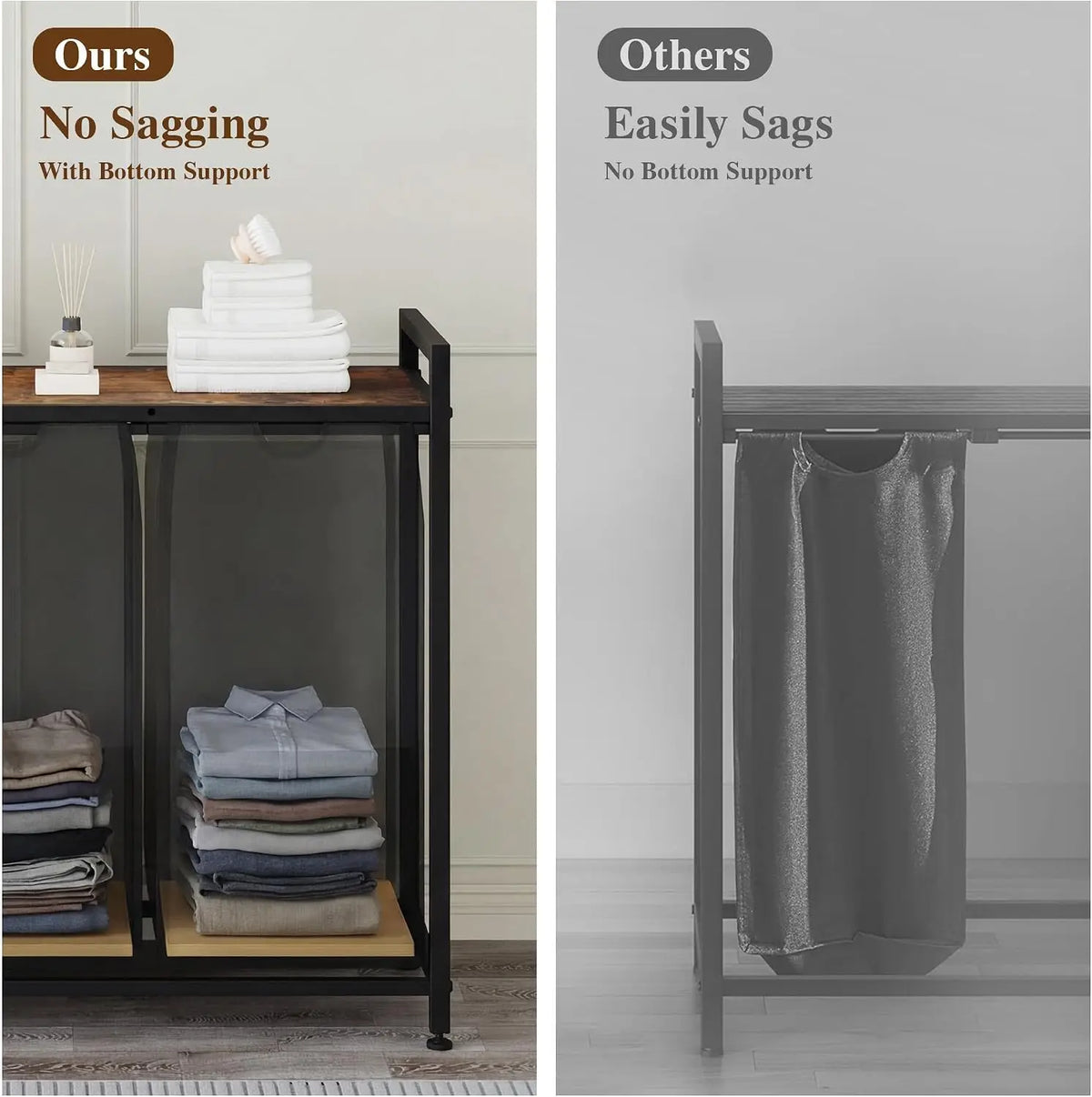 Garvee Laundry Sorter 4 Section, Laundry Hamper with Shelf, 197LLaundry Basket with Shelf, Removable Bags, Pockets, for Laundry Room, Bathroom & Bedroom