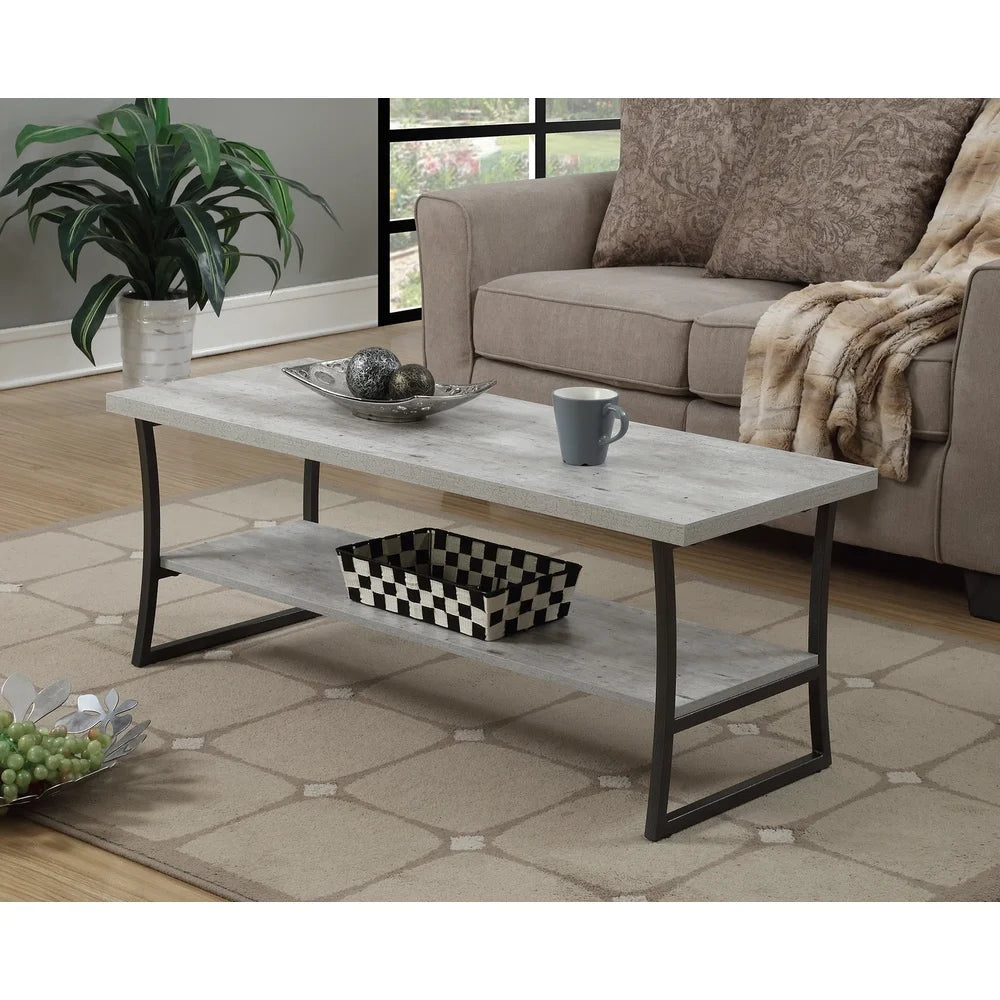 X-Calibur Coffee Table with Bottom Shelf Durable Metal Frame Quick Assembly Multiple Finishes Indoor Storage Display Home Decor