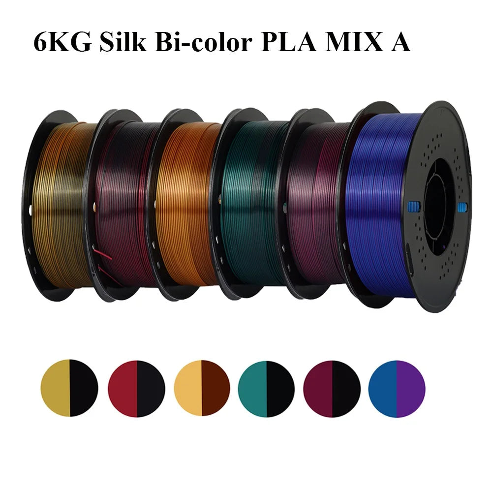 Multicolor Filament Bicolor Silk PLA 2Color for 3D Printing Plastic 3D Printer Materials 1.75mm Spool No Bubble High quailty