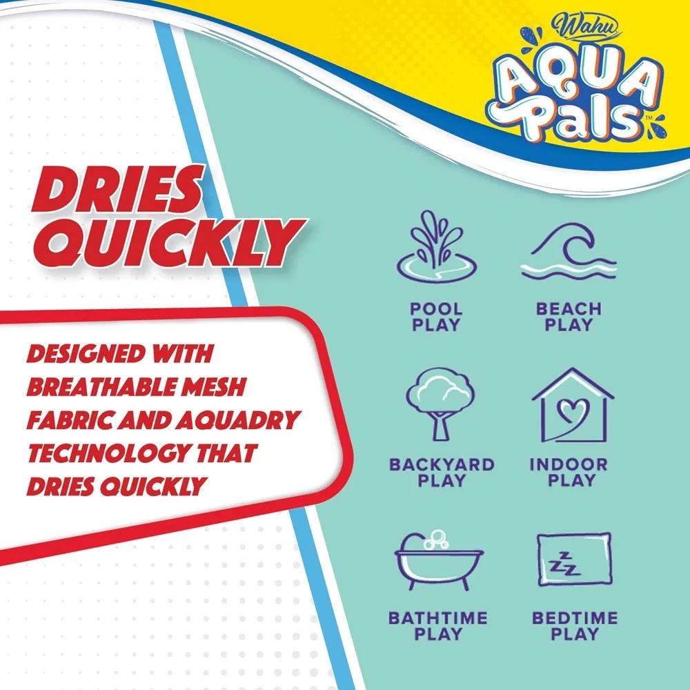 WAHU Aqua Pals Marvel Spider-Man Plush Water Toy for Kids Ages 2+ with AquaDry™ Technology, Washable Plush Doll Toy for Pool and