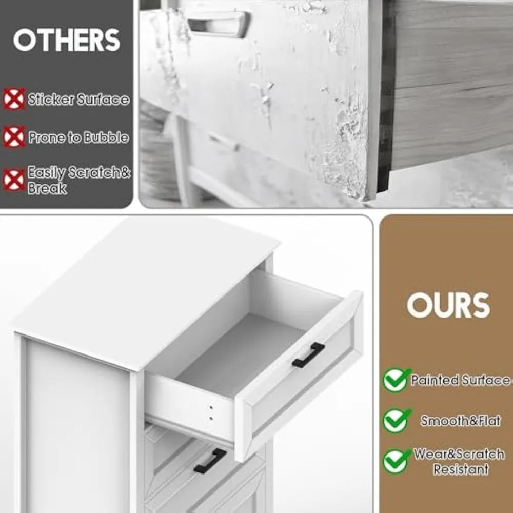 Tall White 6 Drawer Dresser, Wood Vertical Chest of Drawers for Bedroom, 55" H Modern Lingerie Dressers for Closet, Living Room,