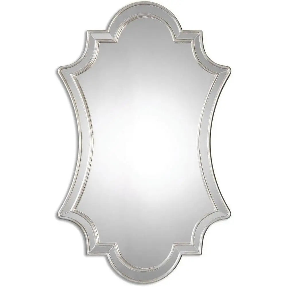 Antique Silver Leaf 43 Inch Mirror Dressing Room Wall Decor Polyurethane Frame Elegant Home Accents Stylish Reflection