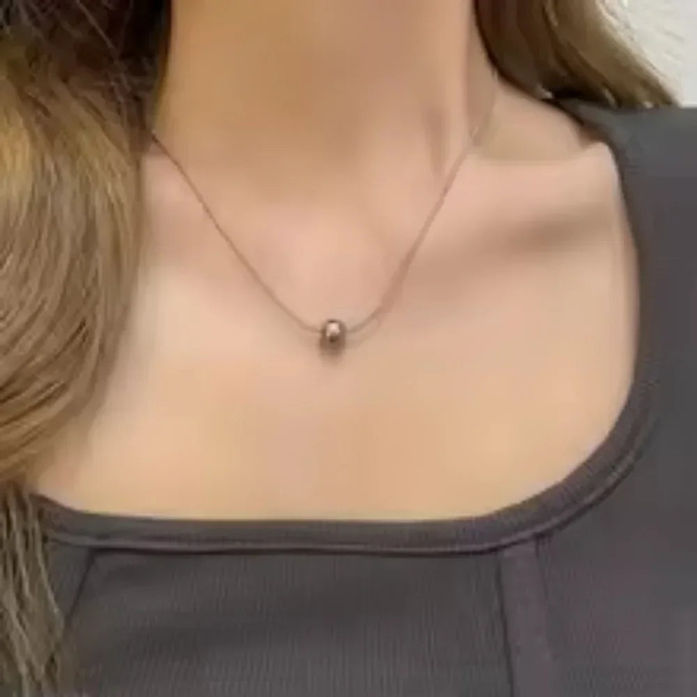 1 pc Women's Minimalist round Bead Necklace Versatile Temperament Collarbone Chain Jewelry Neck Chain Accessory