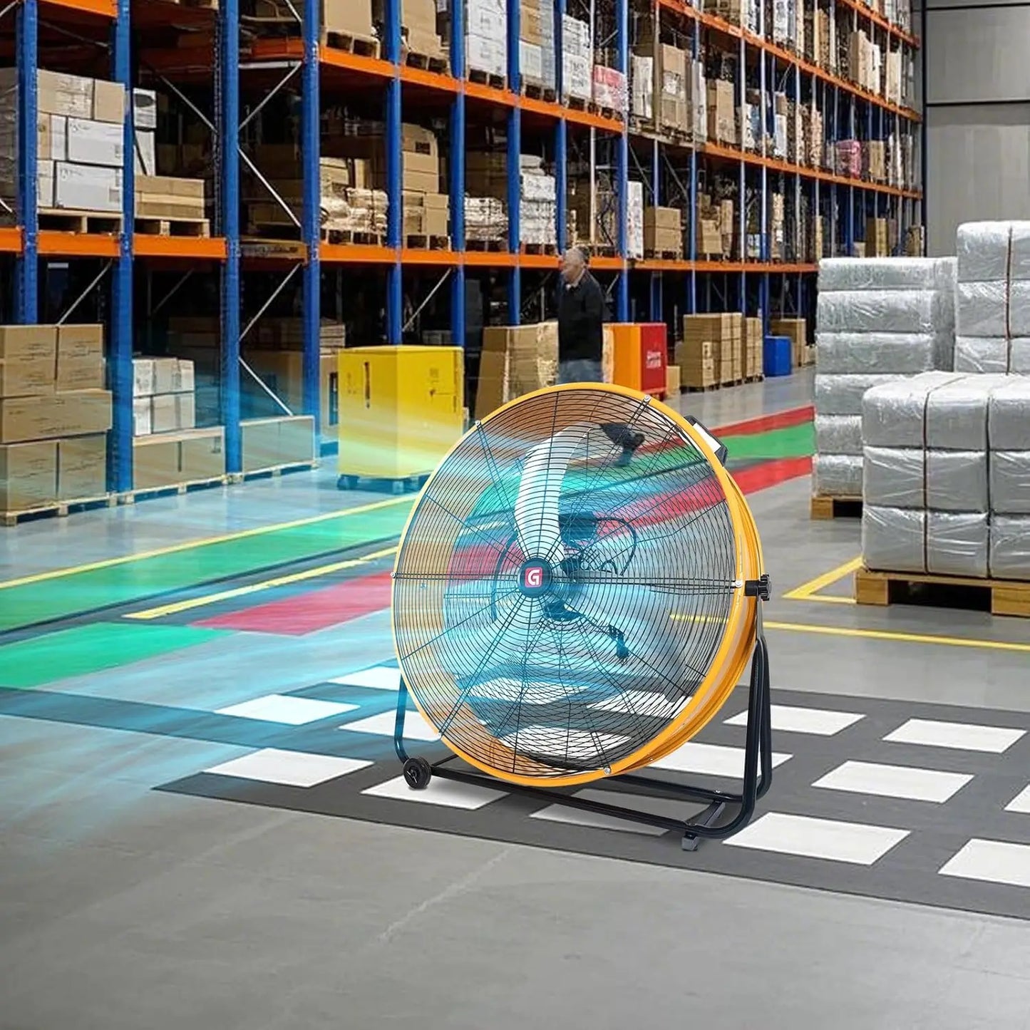 Industrial Floor Drum Fan, 9500/14000/18000 CFM Heavy Duty Floor Fan 3-Speed Air Circulator With Castors, High Velocity Shop Fan
