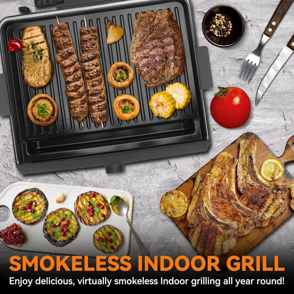 Smokeless Indoor Electric Grill with Removable Plates Portable BBQ Cooking Gifts Recipes