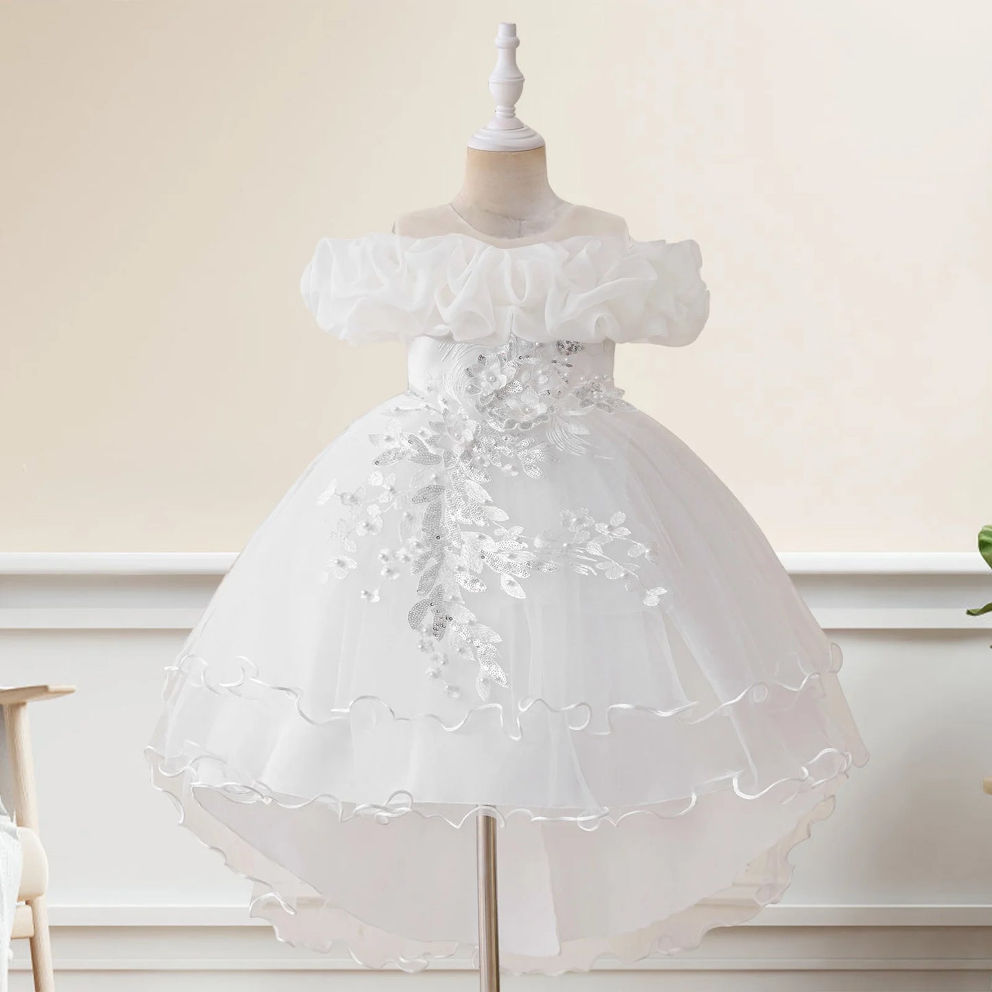 Stylish Toddler Girls Floral Print Sleeveless Ruffle Tulle Dress Perfect for Everyday Wear and Special Occasions