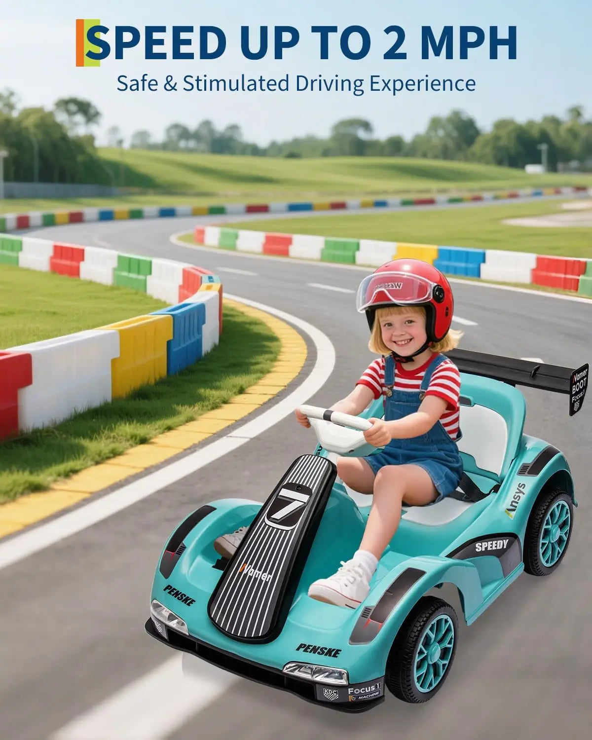 Drift Kart for Kids Electric Ride on Car with Dual Motor 6v Battery-Powered Racing Go Kart with Remote Control, LED Lights,