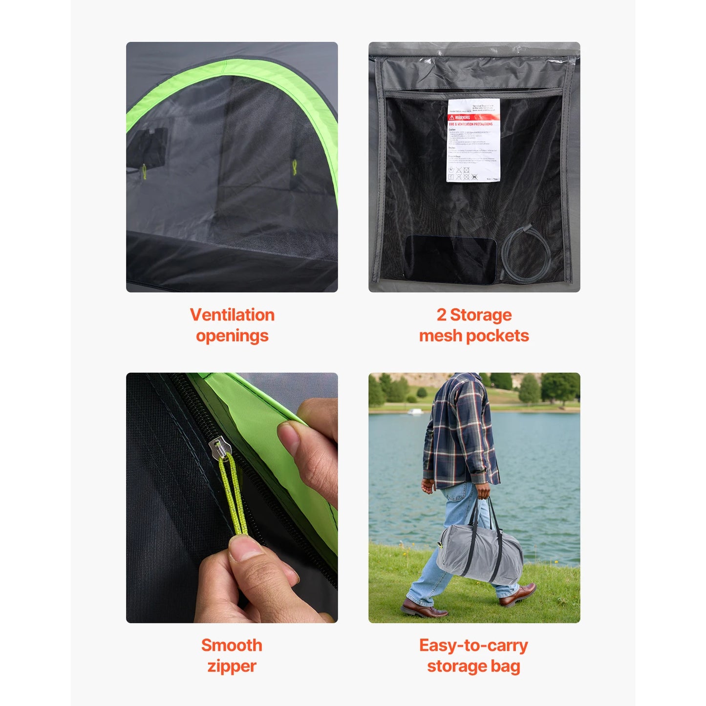 SucceBuy Pickup Truck Tent for Camping, Waterproof PU2000 Truck Bed Camper Shell Truck Bed Tent with Double Layer Design Windows
