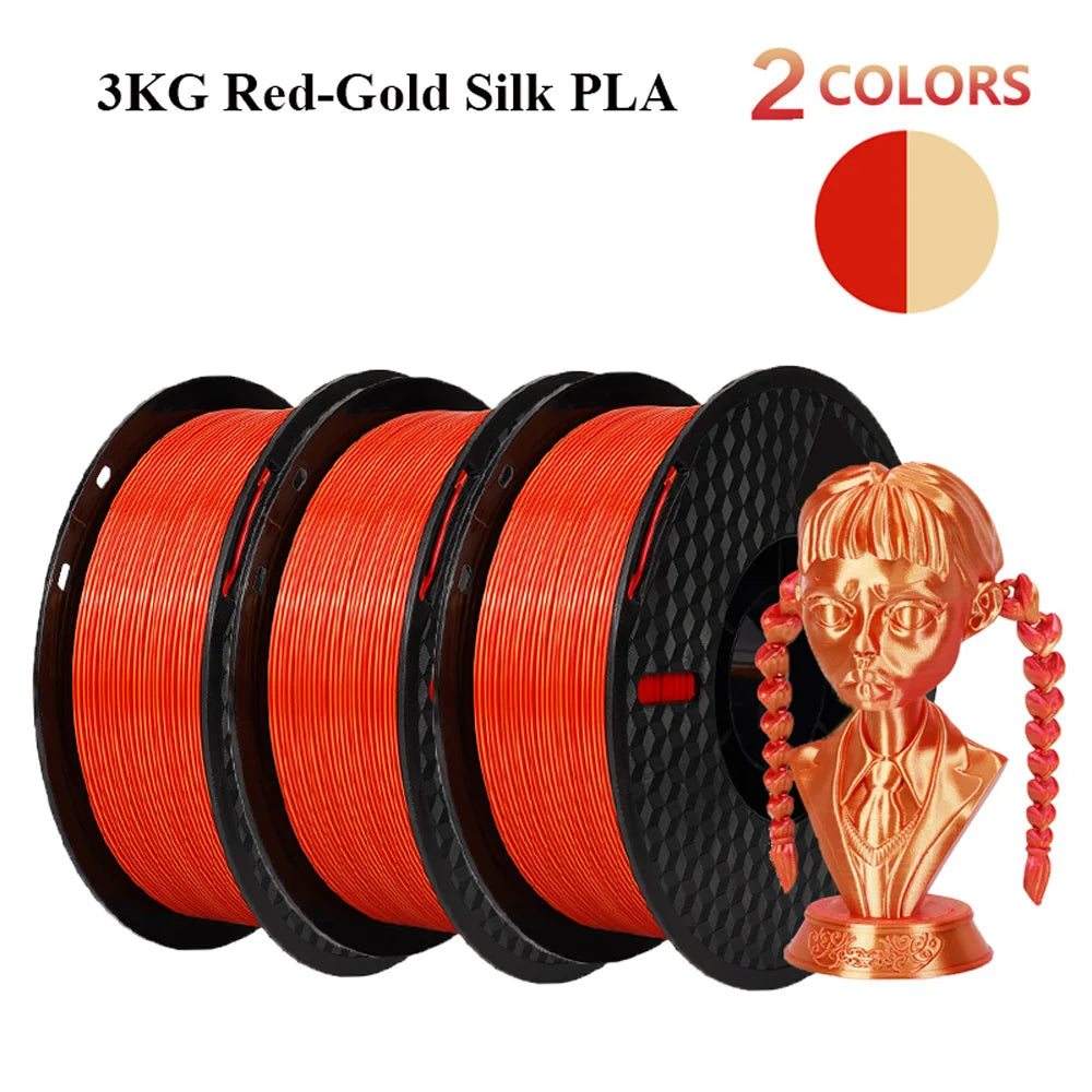 Multicolor Filament Bicolor Silk PLA 2Color for 3D Printing Plastic 3D Printer Materials 1.75mm Spool No Bubble High quailty