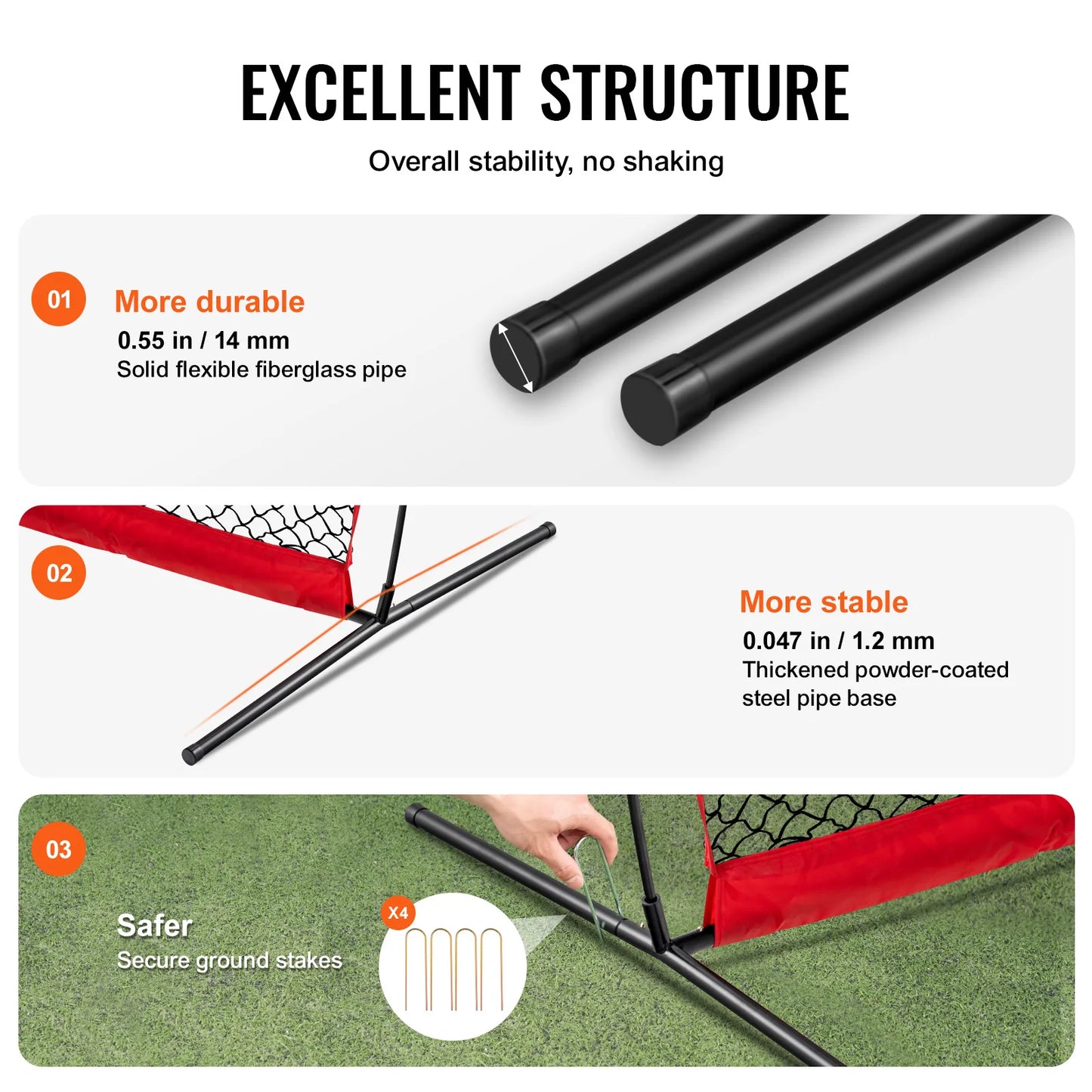 SucceBuy Barricade Backstop NetBall Sport Barrier Netting Portable Practice Equipment with Carry Bag Protect Screen for Training