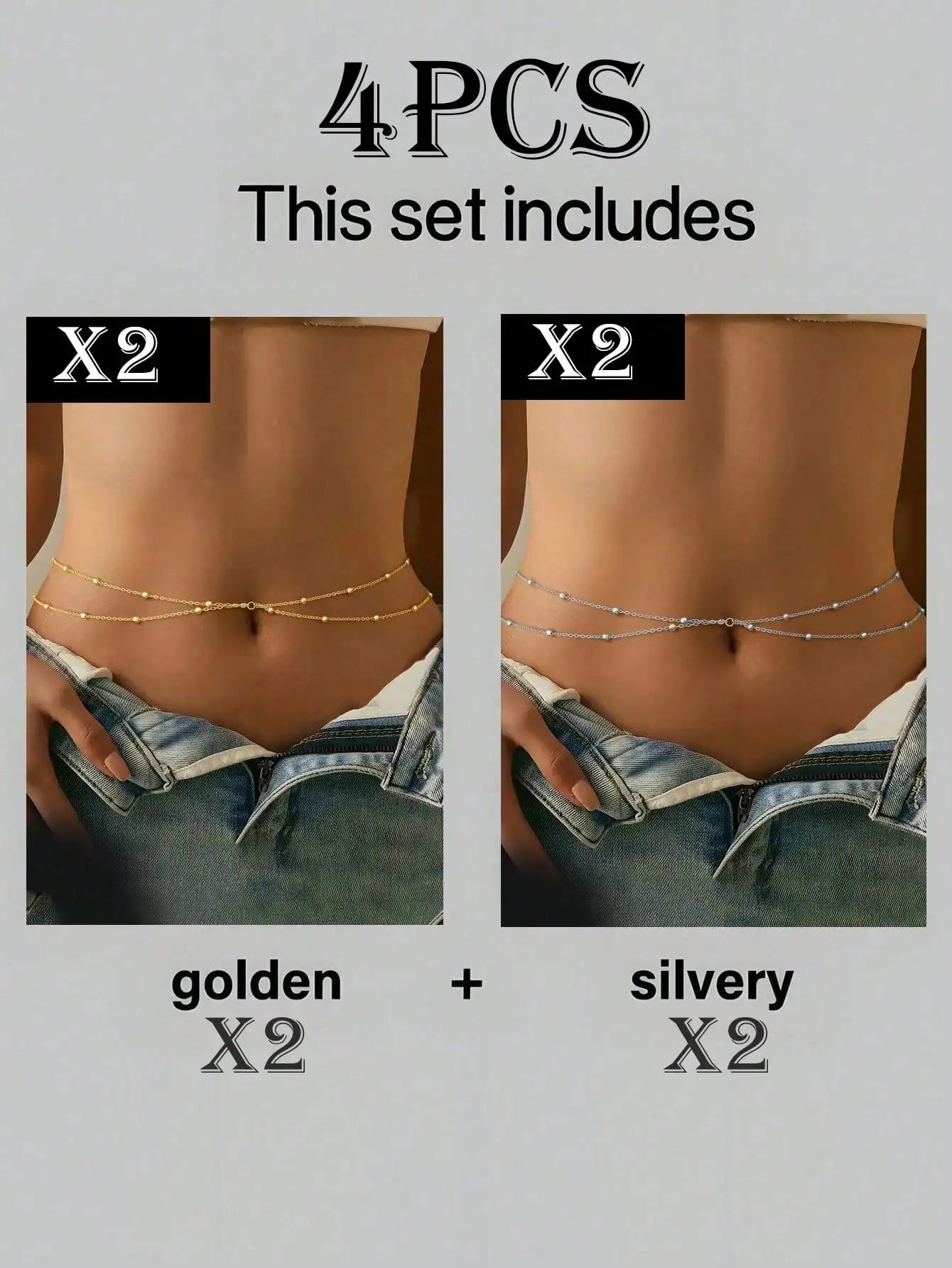 1pc Women's Sexy Criss-Cross Layered Body Chain, Minimalist Beaded Waist Chain, Fashion Accessory, Summer Beach Party Essential