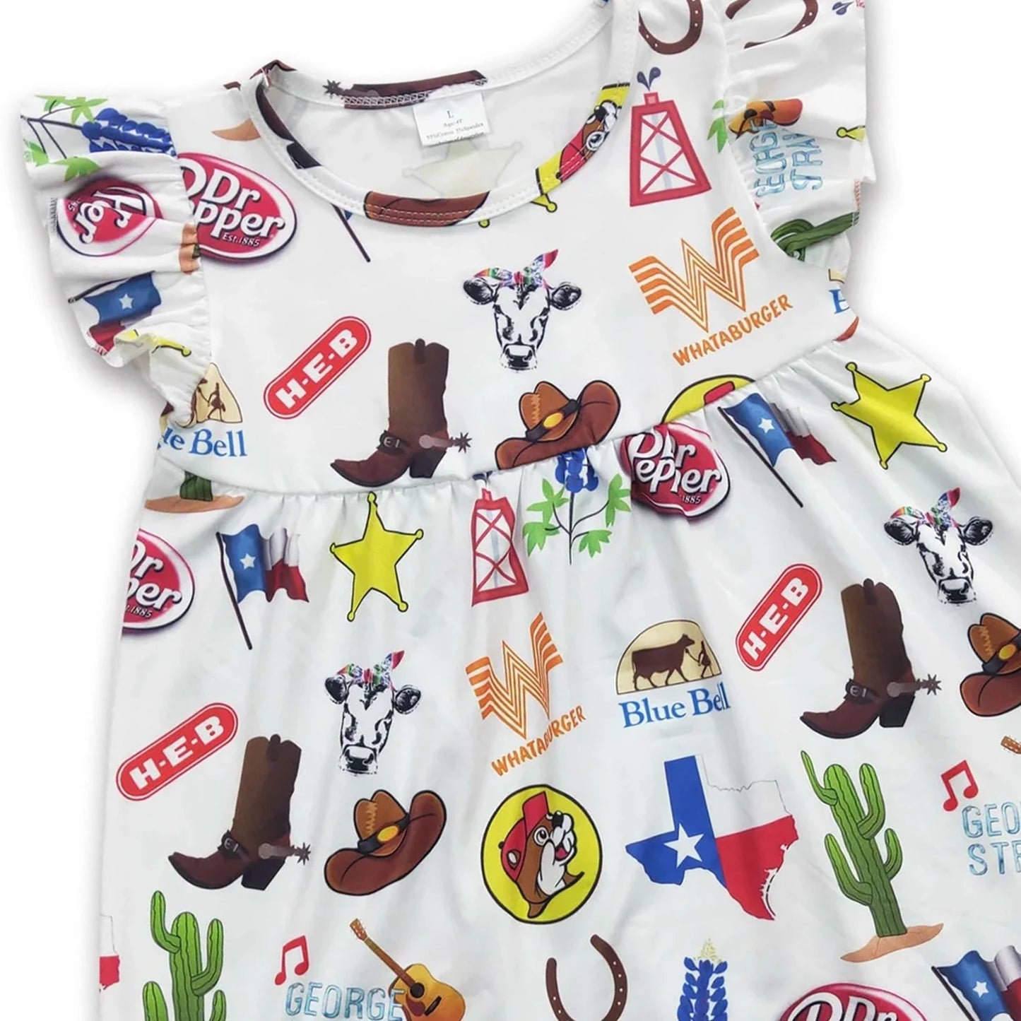 Baby Girls Western Pearl White Knee Length Dresses