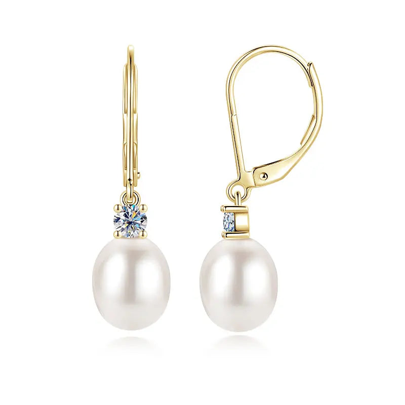 OXTAO 2026 New Pearl Stud Earrings 14K Gold Filled Vintage Style 8.5-9mm Natural Freshwater Pearl Earring For Women Jewelry Gift