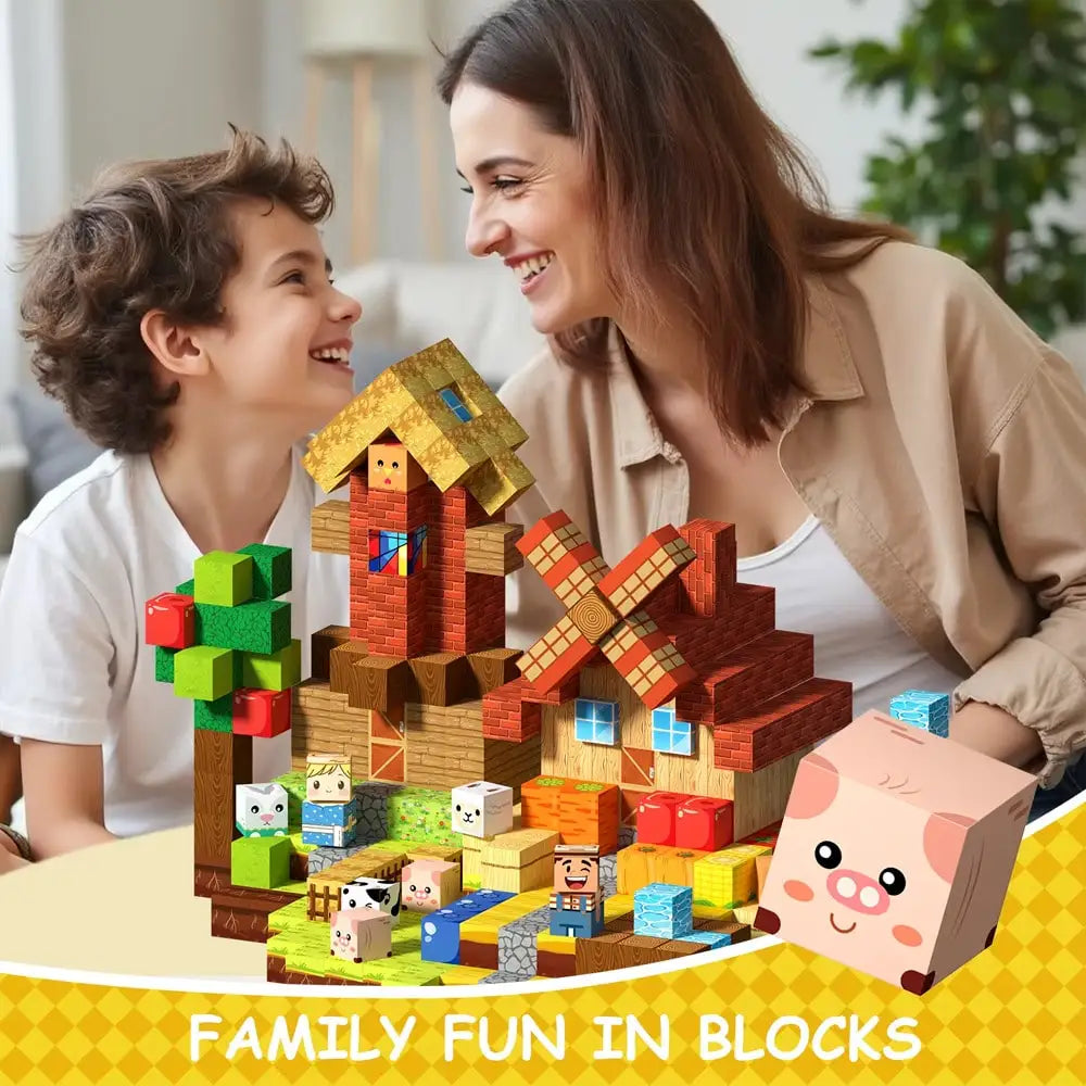 Rural Magnetic Building Set, Random Pattern Farm Life Construction Toys, Universal Compatible Stackable Cubes, Children's DIY Scenic Farm Construction Toys, Educational STEM Puzzle Set, Expandable Magnetic Building Blocks, Cr