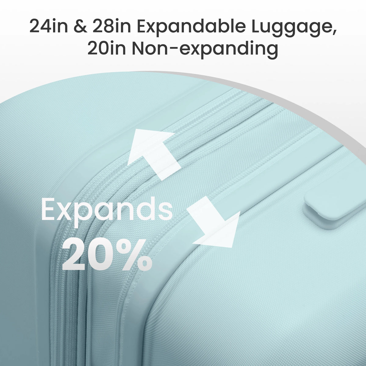 SHOWKOO G-Series Luggage Set 5PCS 100% PC Durable Hardshell Suitcase Expandable, Smoother Spinner Wheels, YKK Zipper, TSA Lock, Family Travel
