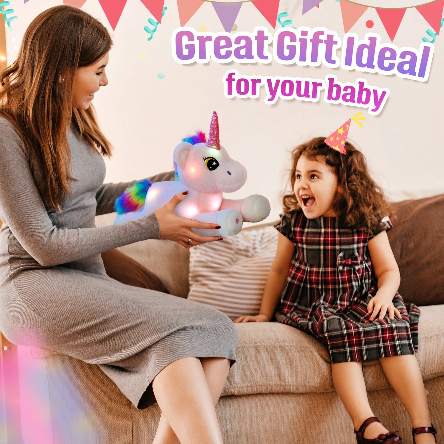 Glowing Unicorn Plush Toy,Unicorn Theme Birthday Party Gift Toy For Kids, Ideal Playing Doll Ornament