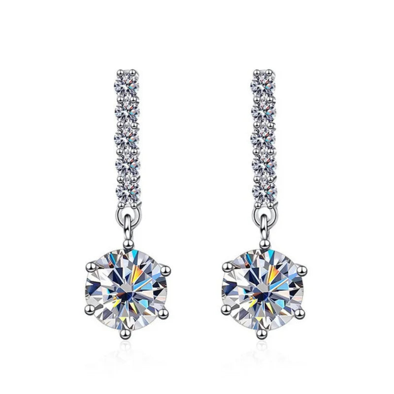 1CT*2 D VVS1 New Style Moissanite 925 Sterling Silver Dangle Earrings for Ladies Sparkling Wedding Jewelry Anniversary girl gift