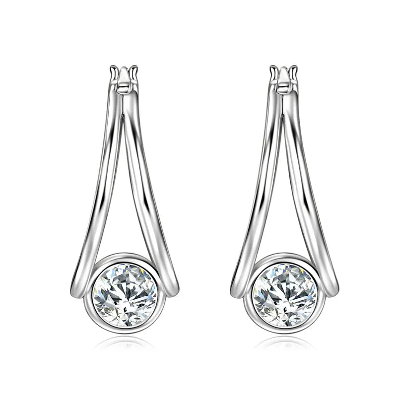 OXTAO Certified D Color Moissanite Split Hoop Huggie Earrings Real 925 Sterling Silver Versatile Dangle Earrings Female Jewelry