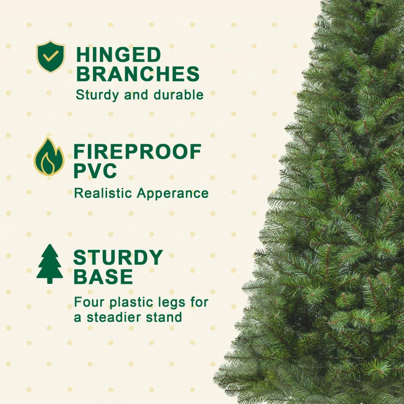 6FT Hinged Unlit Artificial Christmas Tree with 582 Tips, Full PVC Branches, Green Holiday Tree with 4-Leg Plastic Stand for Ind