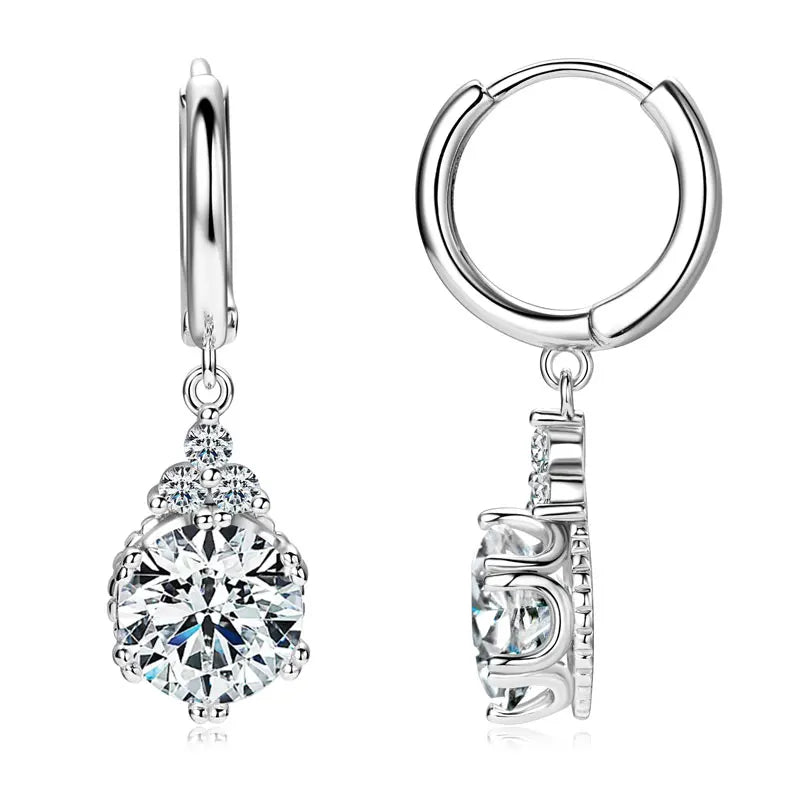 OXTAO Moissanite Big Dangle Hoop Earring 6.5mm/8mm D Color VVS1 for Women 925 Sterling Silver Huggie Earring Luxury Jewelry Gift