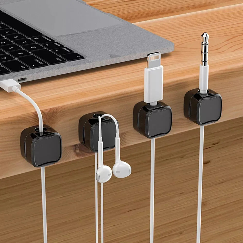 Black Magnetic Cable Management Clips (6pcs): The Perfect Phone Charging Cord Holder