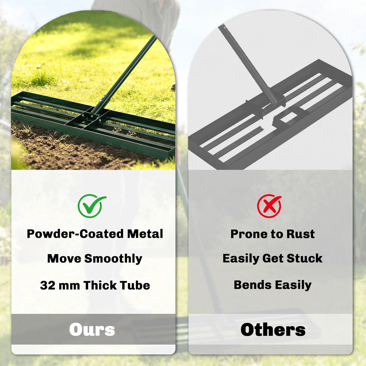 36" x 10" Lawn Leveling Rake with 66.5" Handle
