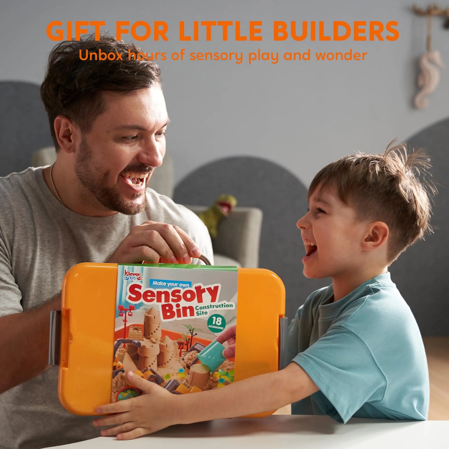 JOYFY Construction Sensory Bin Sandbox with Lid Castle Building kit Preschool Learning Activities for Boys Girls Age 3+ Gifts