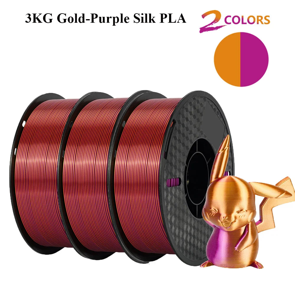Multicolor Filament Bicolor Silk PLA 2Color for 3D Printing Plastic 3D Printer Materials 1.75mm Spool No Bubble High quailty