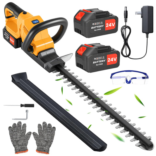 22-Inch Cordless Hedge Trimmer Lawn Mower –24000r/min Portable Hedge Cutter with 4000mAh Batteries for Lawn Garden Yard Tools