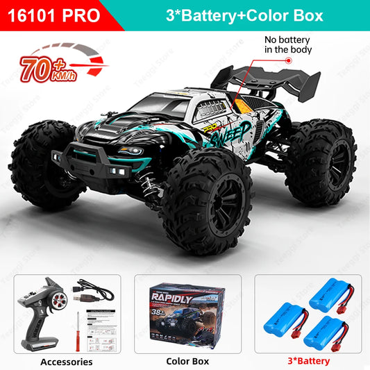 Teeggi 16103 PRO 4WD 70KM/H RC Off-Road Car 1:16 High Speed RC Car With LED Light Drift Monster Truck Toy For Kid Gifts