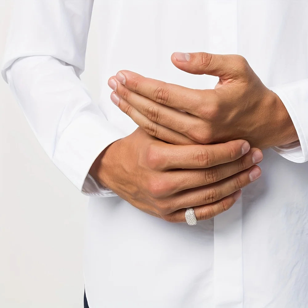 1pc S925 Silver with 3.7 Carat Moissanite Men's and Women's Eternity Band Ring, Hip Hop Ring, Moissanite Gemstone Jewelry | Gift