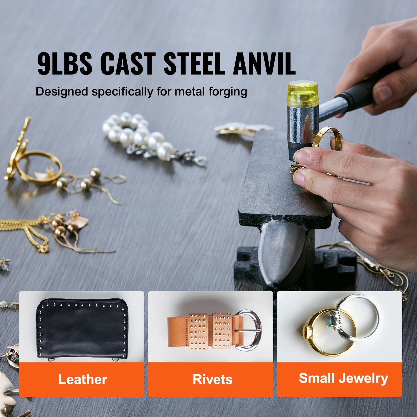 SucceBuy Single Horn Anvil Cast Steel Anvil High Hardness Rugged Round Horn Anvil Blacksmith Compact Design and Stable Base