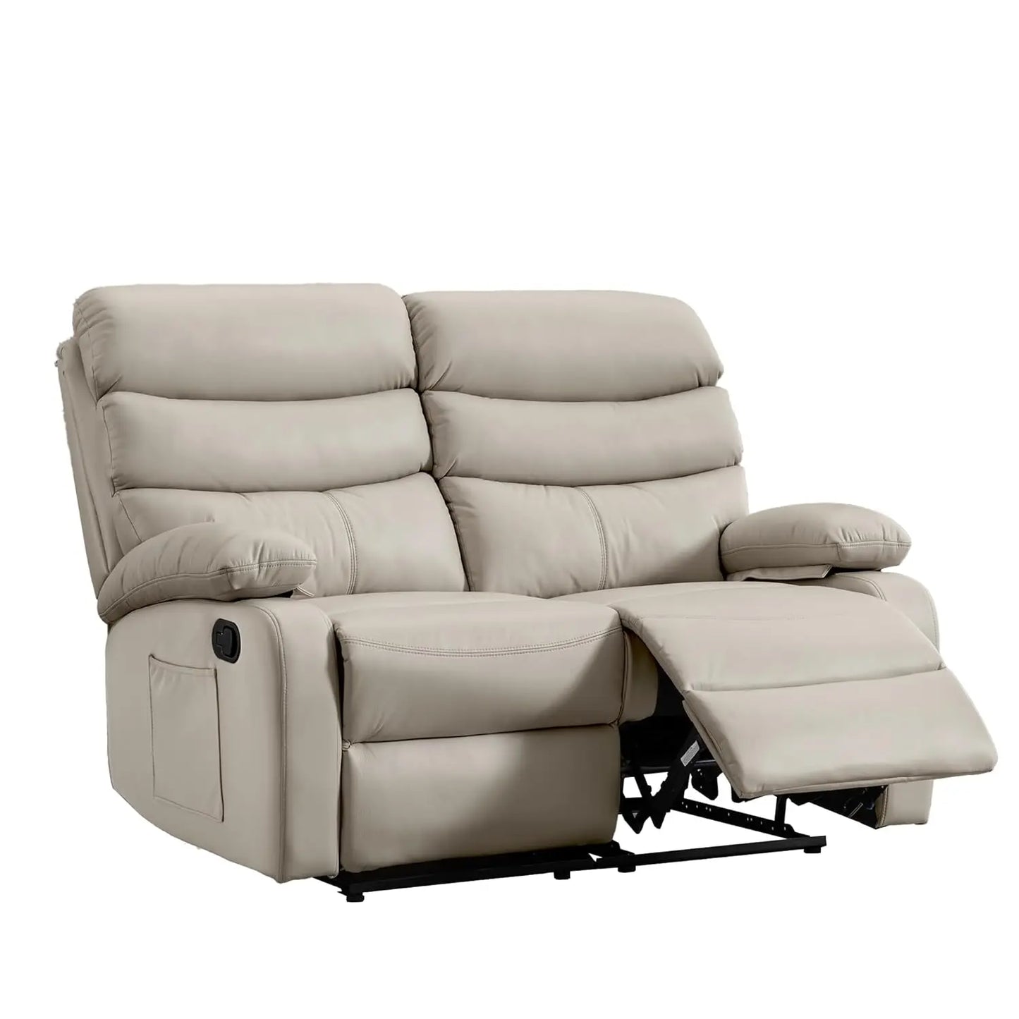 Wall Hugger Reclining Loveseat Anti-Scratch Leather Side Pocket Living Room RV Home Theater 2-Seat Beige, Customized