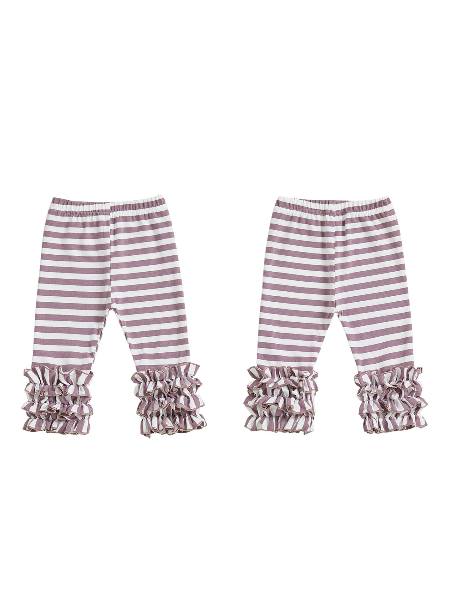 Toddler Girls Striped Leggings Elastic Waist Frills  Fit Fall Long Trousers for Casual Daily