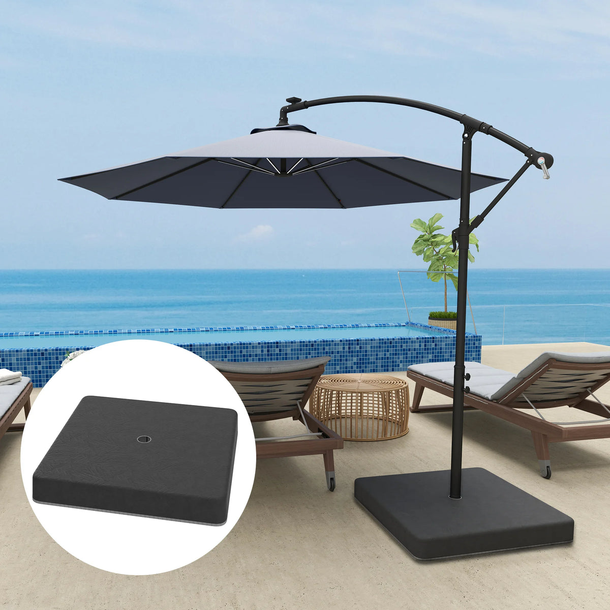 176 lb Offset Cantilever Umbrella Stand Weight Set (with Cover)